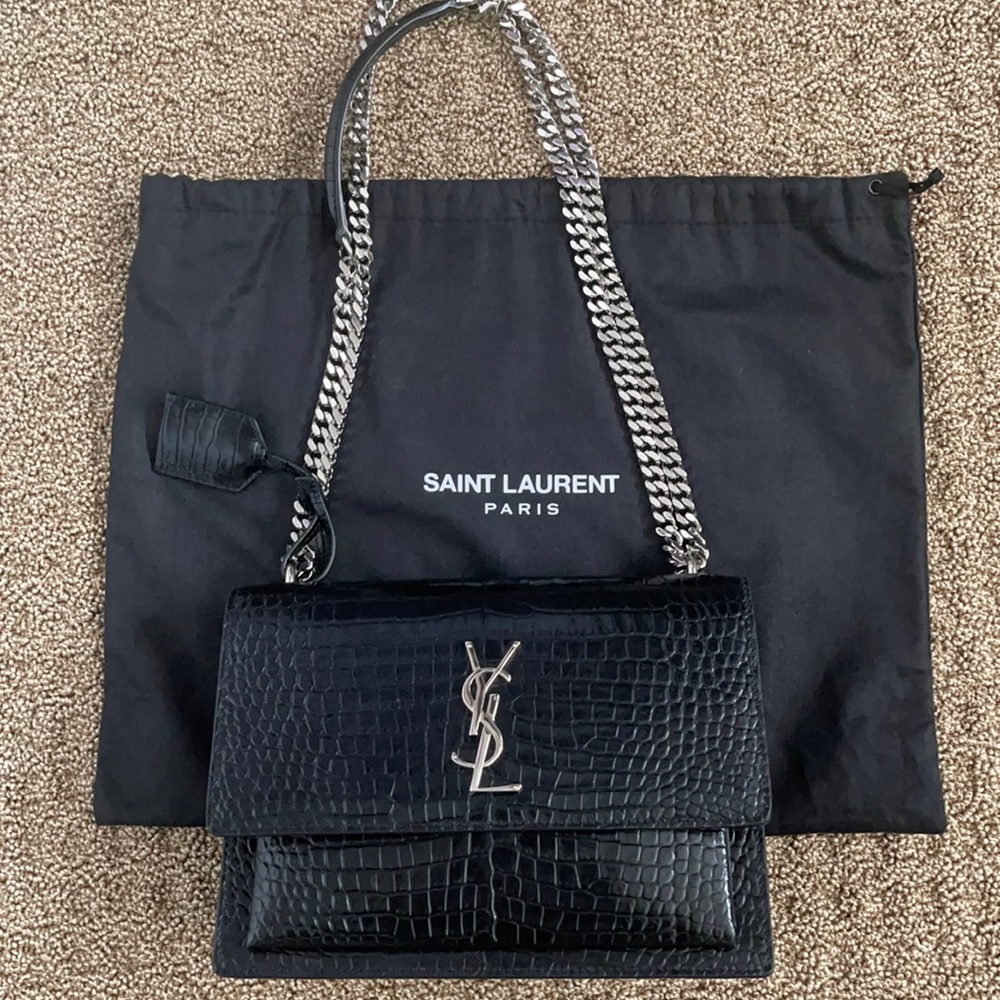 YSL sunset crocodile embossed bag medium